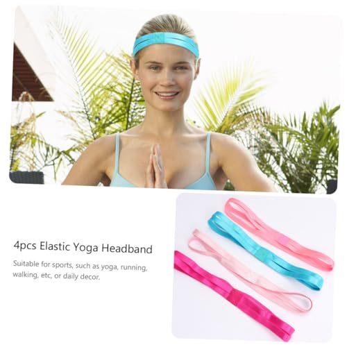 Toyvian 4 Stück Anti-Rutschlauf-Haargurt elastisches Yoga Dochtwirkung Flexibilität elastische Haarbänder Trainieren leicht stirnband elastische Sport-Stirnbänder Sporthaarbänder Stoff von Toyvian