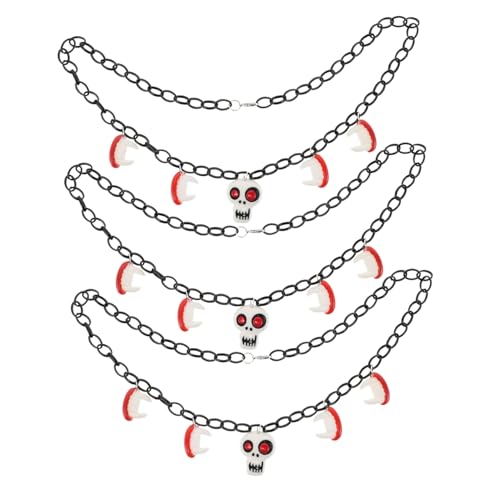 Toyvian 4stücke Teilige Halskette Mit Totenkopfanhänger Verstellbare Kette Halloween-party-schmuck Kostüm-accessoire Für Cosplay Und Gruselige Bühnenoutfits von Toyvian