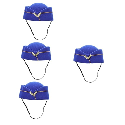 Toyvian 4 Stück Stewardess Baskenmütze Einheitliche Hüte Cosplay-uniform Stewardess Mütze Halloween Flughut Aus Filz Cosplay-stewardess-hut Luft Flugbegleiterin Krawatte Rezeption Gefühlt von Toyvian