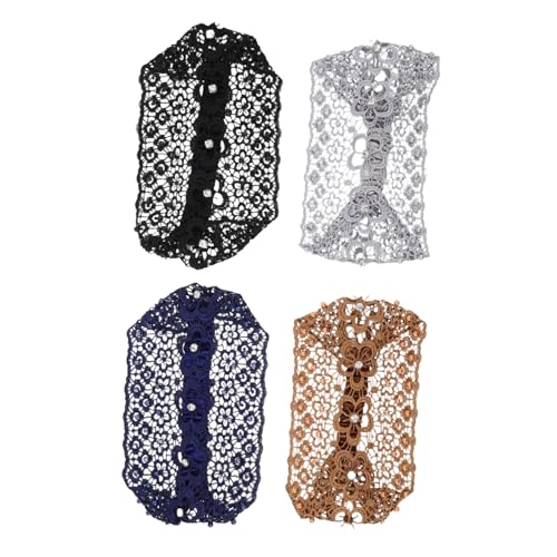 Toyvian 4 Stück Spitzen Haarbänder mit Kunstperlen Gestepptes Stirnband Bequemes Material Modisches Accessoire für Damen Geeignet für Alltag und Partys Deckt Graue Haare Ab von Toyvian