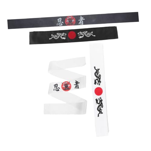 Toyvian 4 Stück Japanische Ninja Stirnbänder Atmungsaktive Polyester Stirnbänder Vielseitige Bandanas für Männer Karate Trainings Stirnband Dekorative Kopfbedeckung für Sport und von Toyvian