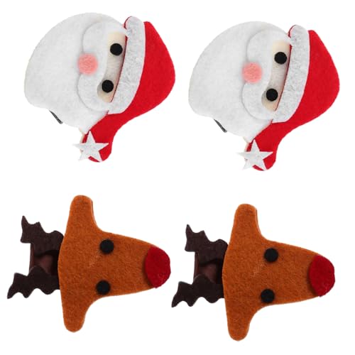 Toyvian 4 Stück Teiliges Weihnachts Haarschmuck Leichte Langlebige Haarspangen aus Niedliche Xmas Haarclips mit Weihnachtsmann und Rentier Geeignet für Damen und Vielfältige Frisuren von Toyvian