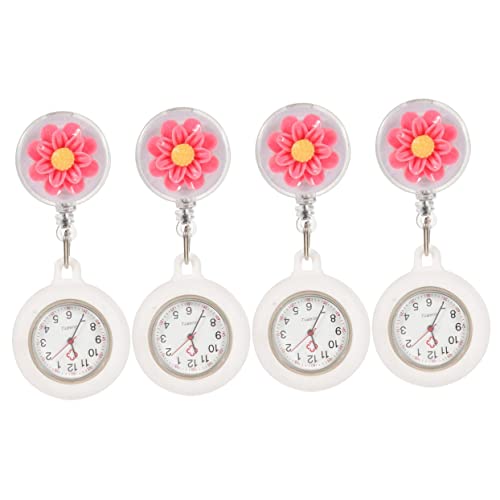 Toyvian 4stücke Retractable Pocket Watch Mit Clip Praktische Schwesternuhr Für Ärzte Langlebige Und Zuverlässige Taschenuhr Teefarbenem Rosarot Für Medizinisches Personal von Toyvian