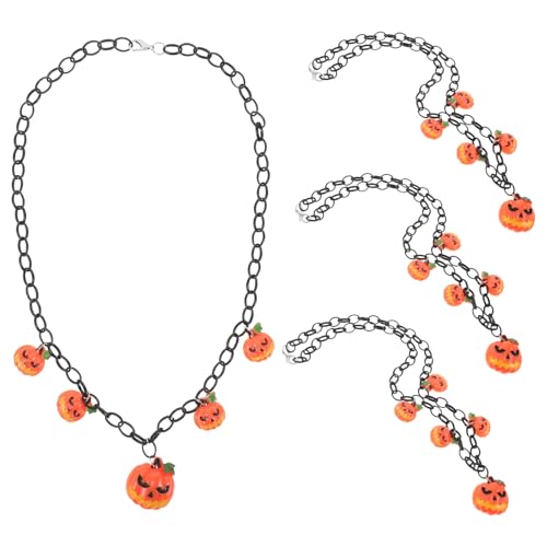 Toyvian 4-teiliges Kürbis-Halsband: Halloween-Halskette mit Kürbis-Anhänger – gruseliger Kostümschmuck für Partys, Cosplay, Bühnenauftritte, Spukhaus-Events von Toyvian