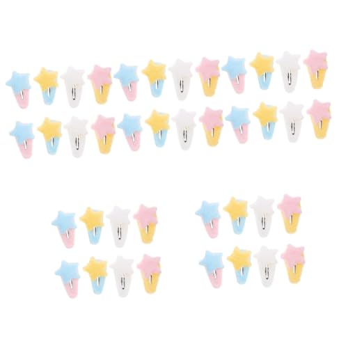 Toyvian 40 Stk Haarschmuck Haarspangen Tiara Haarklammer Haar Klammern Schnappclips flauschige Haarspange Stern schneidet Haare Mädchen Kopfbedeckung schmücken Knopf Student Haarnadel von Toyvian