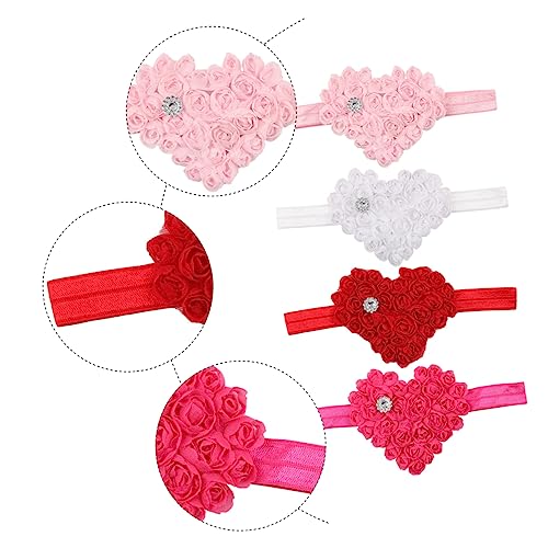Toyvian 4stücke Herz-blumen-stirnband Mädchen Neugeborene Chiffon-material Festivalsuitable Kopfbedeckung Haar-band-zubehör von Toyvian