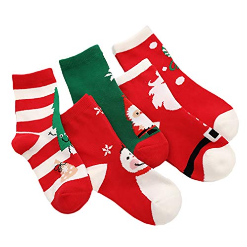 Toyvian 5 Paare Kinder Weihnachtssocken Jungen Mädchen Kleinkind Baby Baumwollsocken Urlaubssocken Warme Wintersocken 1-3 Jahre Alt S von Toyvian