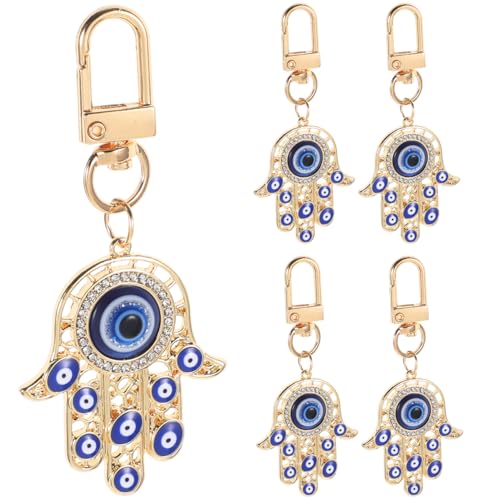 Toyvian 5 Stück Böse Auge Schlüsselanhänger Hamsa Fatima Hand Keychain Böser Blick Nazar Augen Glück Amulett Türkische Schutz Schlüsselbund Schlüsselring Taschenanhänger von Toyvian