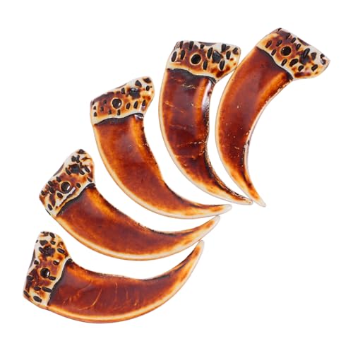 Toyvian 5 Stück Teiliges Ethnische Zahn Anhänger Halskette Resininspired Tierdruck Schmuck für Männer und Frauen für Sommerstrand Tribal Accessoires und Surfer Mode von Toyvian