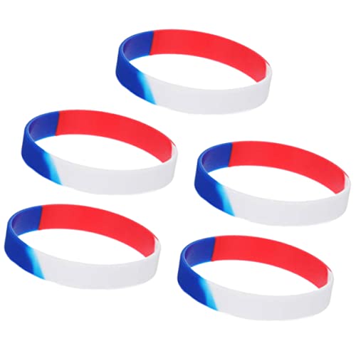 Toyvian 5 Stück Teiliges Silikon Armband Independence Day Wristbands Rot Weiß Blau Umweltfreundlich Angenehm zu Tragen für Männer und Frauen als Party Accessoire und von Toyvian