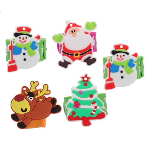 Toyvian 5 Stück Teiliges Weihnachts Silikon Slap Armband mit Dinosaurier Motiven Kreatives Xmas Design Hautfreundlich Bequem Handgelenk Deko für Erwachsene von Toyvian