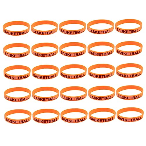 Toyvian 50 Stück Teiliges Silikonarmband mit Basketball Letterdruck Stilvolle Langlebige Wrist Straps für Damen und Herren Alltagstaugliche Unisex Basketball Armbänder von Toyvian