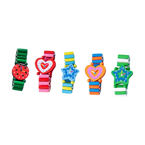 Toyvian 5 Stück Kinderuhren Kreative Holzuhren Modisches Armbandspielzeug Für Jungen Und Mädchen Sicheres Material Lernspielzeug Für Frühe Bildung von Toyvian