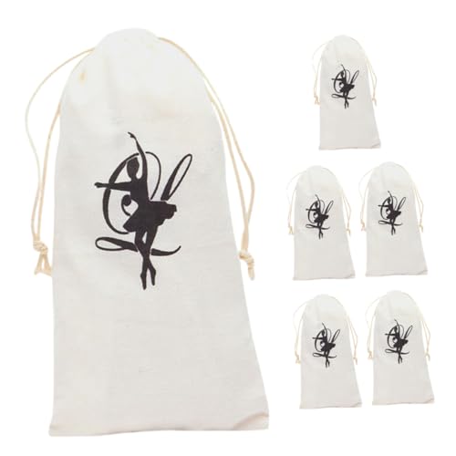Toyvian 6 Stück Canvas Tanzschuhbeutel mit Kordelzug Staubdicht Langlebig Umweltfreundlich Praktische Aufbewahrungstaschen für Ballettschuhe und Spitzenschuhe für Mädchen und Tänzerinnen von Toyvian