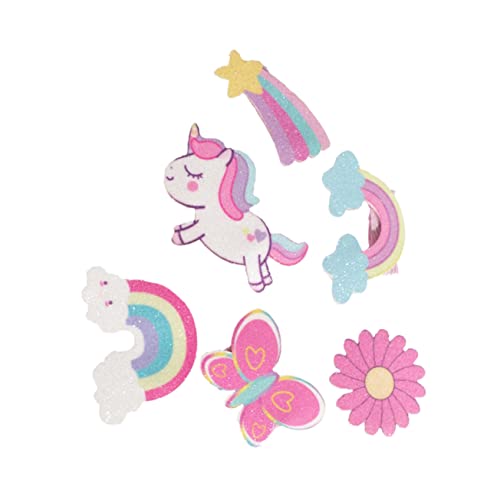 Toyvian 6 Stück Kinder Mädchen Einhorn Haarspangen Glitter Haarnadeln Für Mädchen Glitzernde Haarklammern Seitliche Clips Bunte Haaraccessoires Für Kinder Für Geburtstage Und Feste von Toyvian