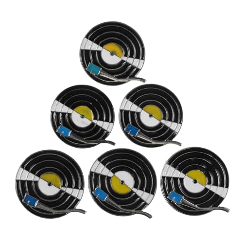 Toyvian 6 Stück Kreative Musik Broschen für Rucksäcke Taschen Pullover Hemden und Kleider Nostalgische Enamel Badges für Musikliebhaber von Toyvian