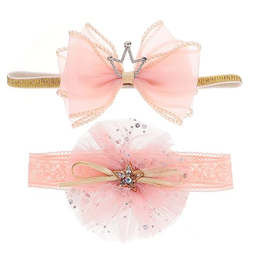 Toyvian 6 Stk Krone Haarschmuck Stirnband Stirnbänder Neugeborenes Stirnband Neugeborenes Haarband -foto-stirnband -stirnband Kopfbedeckung Polyester Rosa Krawatte Mädchen von Toyvian