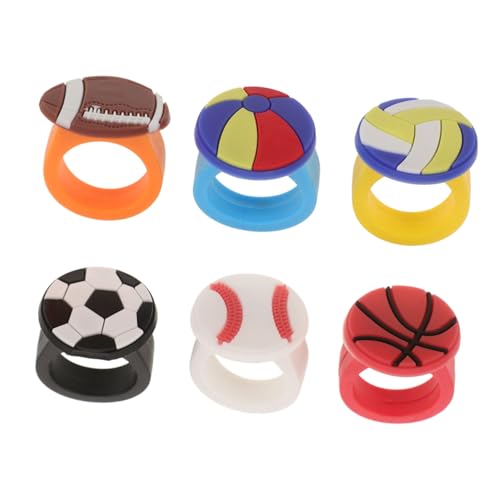 Toyvian 6 Stück Teiliges Sport Themenringe aus PVC Fußball Basketball Volleyball Baseball Schwimmring Rugby Party Goodie Bag Füller für Sportveranstaltungen und Feiern von Toyvian