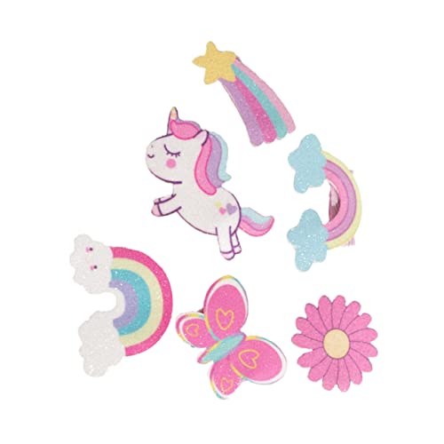 Toyvian 6St Puder leder Haarnadel glitzernde Haargummis kawaii Haargummis kinder haarspangen haarspange kinder Tiara haarschmuck Kopfschmuck für Mädchen einhorn haarspange Karikatur Rosa von Toyvian