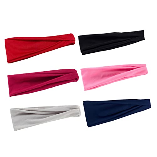 Toyvian 6Stücke Teiliges Yoga Stirnband Elastische Atmungsaktive Sport Haarbänder Weinrot für Fitness Training von Toyvian