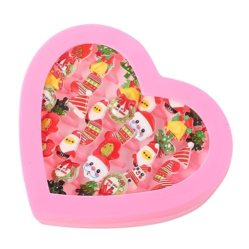 Toyvian 72 Stk Weihnachtsring Kinderschmuck Mädchen Ringe Strassschmuck Weihnachtskristallringe Weihnachtsfingerringe Kleinkind Schmuck Kinderarmbänder Plastik Einstellbar Kleiner Ring von Toyvian