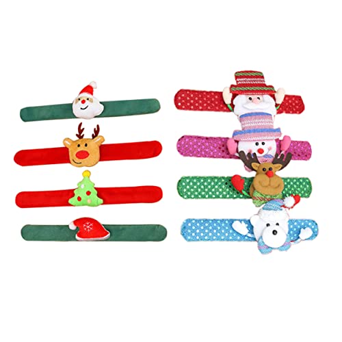 Toyvian 8 Stück Teiliges Weihnachts Slap Armband mit Leuchtenden Niedlichen Handringen Farbenfrohen Weihnachtsmann und Schneemann Designs Robust und Spaßig für Festliche Kinderaccessoires von Toyvian
