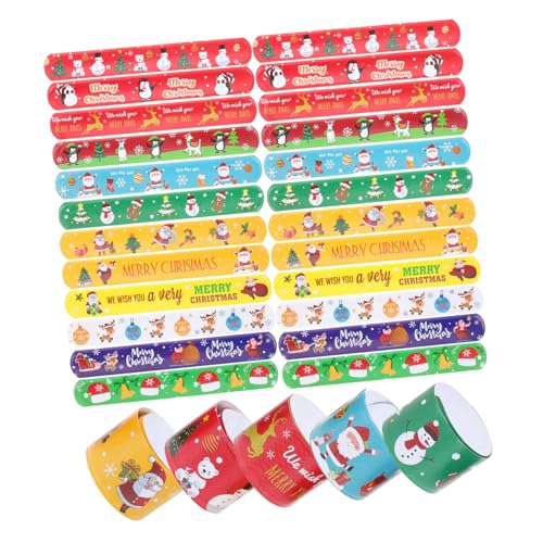 Toyvian 96 Stück Teiliges Weihnachts Slap Armband PVC Handgelenkband Lustige Partygeschenke Festliche Xmas Motive Bequem Langlebig für Weihnachtsfeiern und Geschenkideen von Toyvian