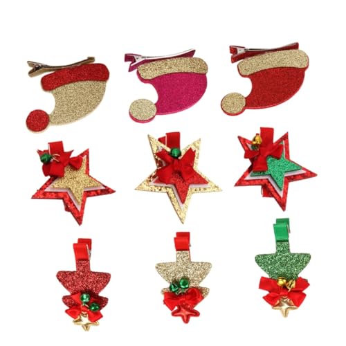 Toyvian 9St Haarspangen für Kinder weihnachtsmann haarspangen Weihnachten Haarnadel haarschmuck Pailletten-Haarspange Kopfbedeckung für Mädchen Geweih Ausgabekarte von Toyvian