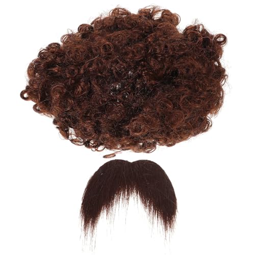Toyvian Hippie Accessoires Herren Afro Cosplay Perücke Gefälschter Schnurrbart Set Kostüm Haar Perücke Frauen Lockige Perücke Volle Perücke Haarschmuck Für Maskerade Bart Kostüm von Toyvian
