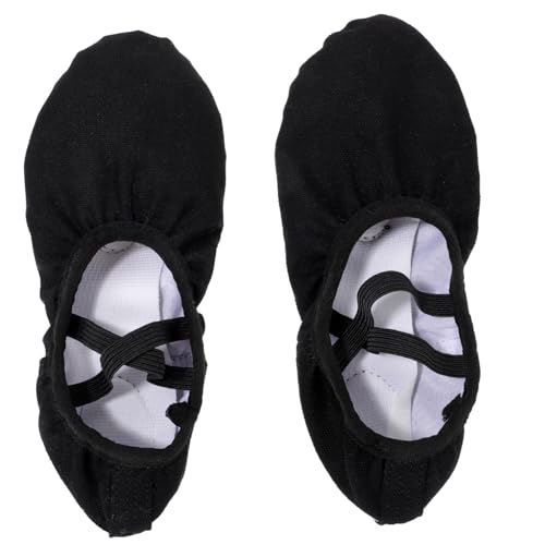 Toyvian Atmungsaktive Ballettschuhe Mädchen Schwarz Leichte rutschfeste Tanzschläppchen mit Geteilten Sohlen Elastisch ohne Schnürsenkel für Yoga Ballett und Tanztraining von Toyvian