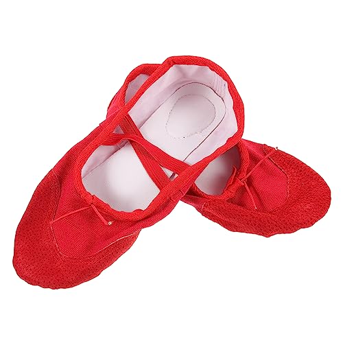 Toyvian Ballettschuhe aus Glänzendem PU mit Rutschfester Sohle Elastischem Band Weicher Flexsohle für Erwachsene Geeignet für Yoga Ballett Tanz und Rot von Toyvian
