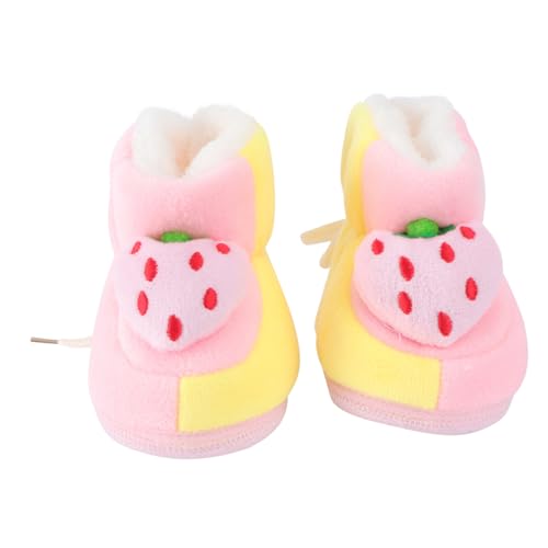 Toyvian Baumwollschuhe Winter Warm Gefüttert rutschfest Weiche Sohle Neugeborene Lauflernschuhe Mädchen Rosa Erdbeere von Toyvian
