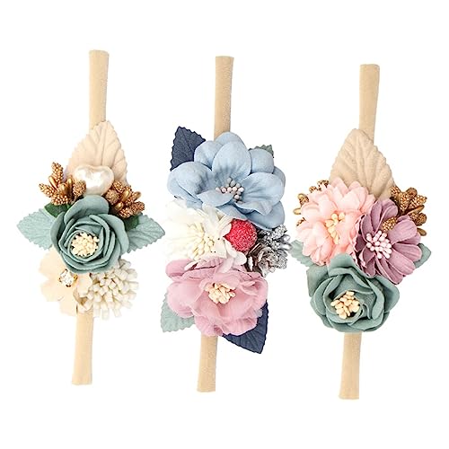 Toyvian 3stücke Blumen Stirnband Für Mädchen Elastischer Kopfbedeckung Haarschmuck Für Kleinkinder Kopfschmuck Zubehör von Toyvian