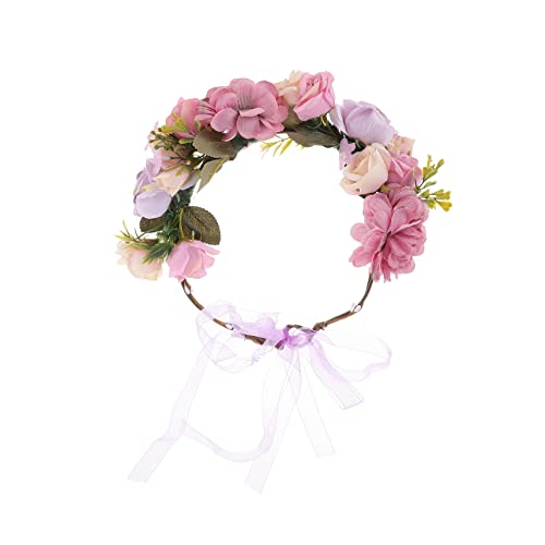 Toyvian Braut Blumenstirnband Hochzeit Braut Haarreifen Blumenhaar Diademe Für Mädchen Lila Blumen Blumenstirnband Für Frauen Brautjungfer Rose Violett Einstellbar Polyester von Toyvian