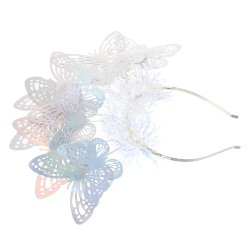 Toyvian Cheerleading -Kopf Schmetterlingsstirnband Party-Kopfbedeckungen für Damen glitzerndes Haarband Geburtstagsstadband Karnevalskostümzubehör Plastik Weiß von Toyvian