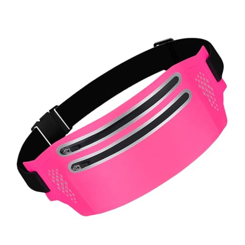 Toyvian Damen Waist Pack mit Doppelreißverschluss Ultradünne Laufgürteltasche mit Kopfhörerloch Verstellbarem Gurt für Outdoor Sport Wandern Radfahren für Handy und Kleine Wertsachen Rosy von Toyvian