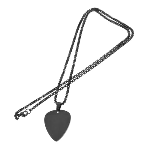 Toyvian Edelstahl Halskette mit Gitarren plektrum Anhänger Schwarze Clavicle Chain Modischer Unisex Schmuck Vielseitig Kombinierbar für Damen und Herren Eleganter Pullover Anhänger von Toyvian