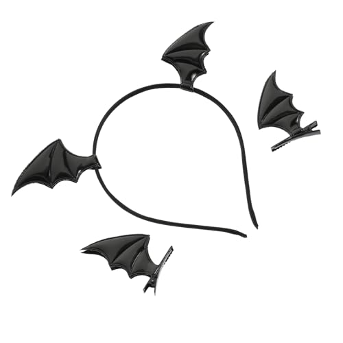 Toyvian Fledermausflügel-stirnband, Teufelskopfschmuck Fledermaus mit Clips Schwarze Teufelsflügel für Halloween Karneval Maskerade Party Cosplay Haarschmuck von Toyvian