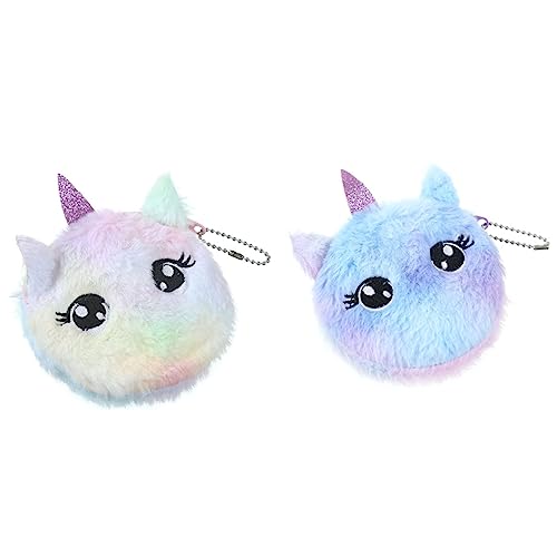 Toyvian Plüsch Einhorn Brieftasche Tier Geldbörse Clutch Bag Tier Cartoon Geldbörse Mini Brieftasche Geschenke Mädchen Tier Plüsch Geldbörse Kind Schultertaschen Schlüsselanhänger von Toyvian