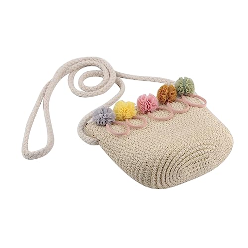Toyvian Gewebte Tasche Aus Stroh Für Mädchen Strandtasche Sommertasche Handgemacht Mit Blumendesign Raum Für Schlüssel Karten Kleine Gegenstände von Toyvian