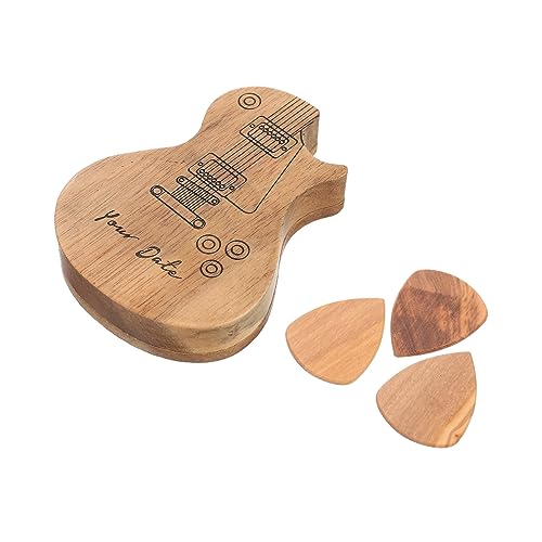 Toyvian Gitarrenplektrum Organizer aus Holz Tragbarer Plektrum Aufbewahrungshalter mit 3 Gitarren Picks Geeignet für E-Gitarre Akustik und Ukulele von Toyvian