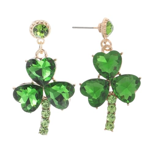 Toyvian Grüne Shamrock Ohrringe mit Strassherz Party Accessoires für Frauen Patricks Day Schmuck Auffällige Ohrhänger für Festliche Anlässe von Toyvian