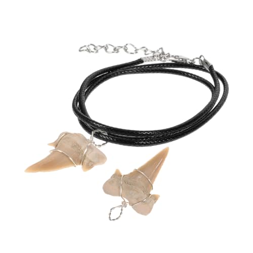 Toyvian Haifischzahn Anhänger Halskette 2 Stück Handgefertigt Haifischzahn Schmuck Einzigartiges Design für Männer und Frauen Strand Schmuck von Toyvian