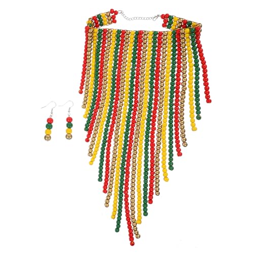 Toyvian Halskette mit Holzperlen: Handgefertigte Halskette für Frauen – Boho-Ethnoschmuck mit farbenfrohem Design – Statement-Accessoire für Partys und den Alltag von Toyvian