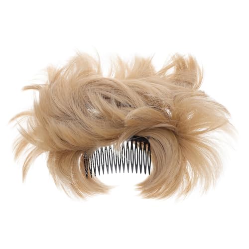 Toyvian Künstliche Haarknoten-Verlängerung: Clip-On-Perücke mit gefiedertem Dutt – unordentliches Haarteil, kurze synthetische falsche Pferdeschwanz-Verlängerung für Frauen mit dünnem Haar, von Toyvian