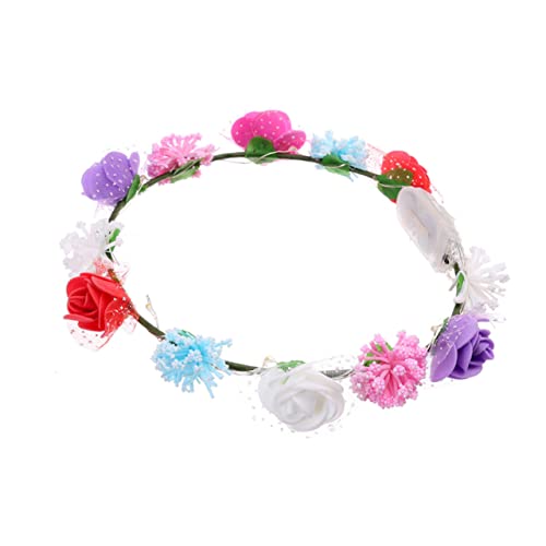 Toyvian Leuchtendes Stirnband Led-stirnband Feenkronen Für Frauen Led-blumenkranz-stirnband Aufleuchten Blumenstirnband Für Frauen Anzünden Led-haarschmuck Scheinen Halskette Braut von Toyvian