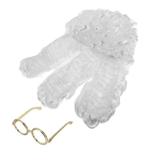 Toyvian Lockige Perücke Rahmen Brille Anwalt Richter Kopfbedeckung Halloween Kostüm Perücke Herren Cosplay Zubehör von Toyvian