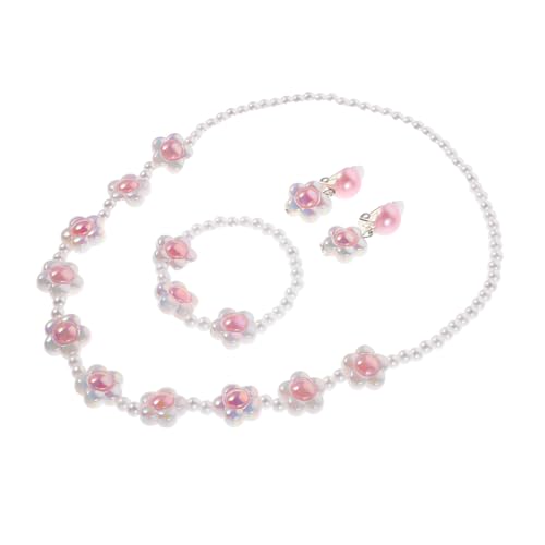 Toyvian Mädchen Perlenschmuck mit Blumen Design Armband Halskette und Ohrringe für Kleine Mädchen Langlebig Komfortabel und Elegant für Partys und Alltagsmode von Toyvian