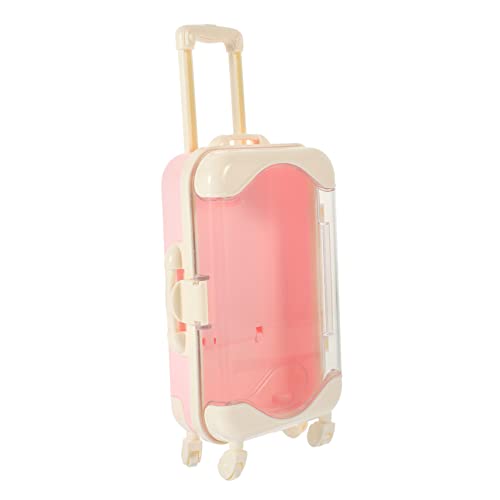 Toyvian Mini-Koffer Mini-einkaufswagen Geburtstagsgeschenk Für Mädchen Klare Kleine Süßigkeitenbox Puppenträger Mini-gepäck Geschenkboxen Für Gepäck Haushalt Plastik Rosa Trolley Baby von Toyvian