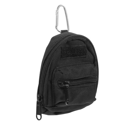 Toyvian Mini Ohrhörer Tasche Aluminiumlegierung und Canvas Tragbar Coin Purse mit Karabiner Schlüsselanhänger Multifunktional für Reise Alltag und Shopping Schwarz von Toyvian